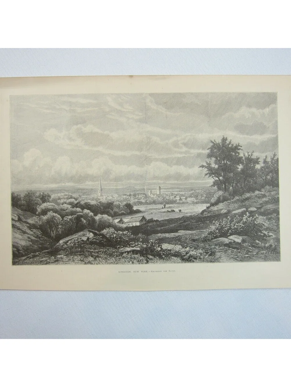 Antique 1876 Wood Engraving Print Kingston New York Kruseman van Elten Aldine